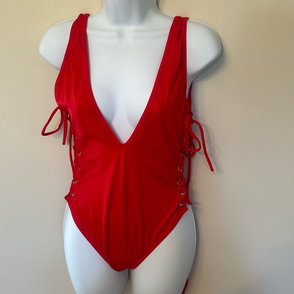 Sexy red one piece swim